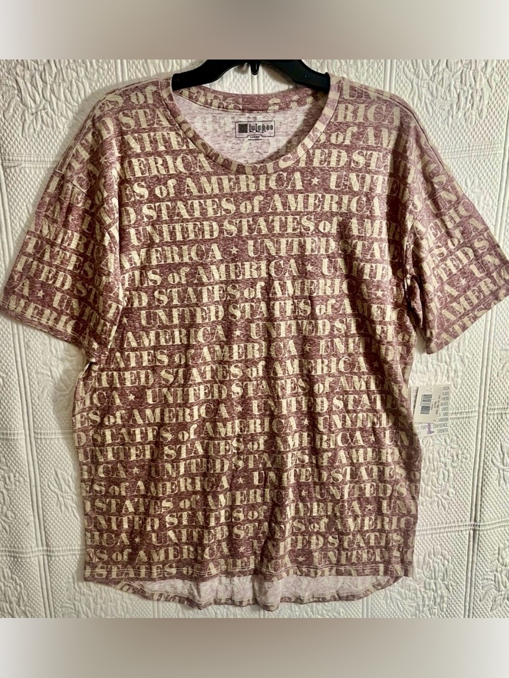 LuLaRoe Patrick T Tee Shirt Top Size L Large New NWT Patriotic USA